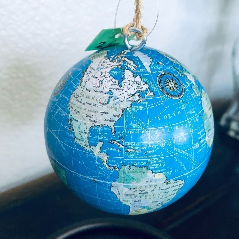 World Market Earth Globe Christmas Holiday Ornament